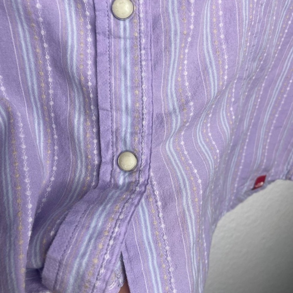 The North Face Womens 3/4 Sleeve Striped Button Down Shirt Purple Medium M - Picture 10 of 15